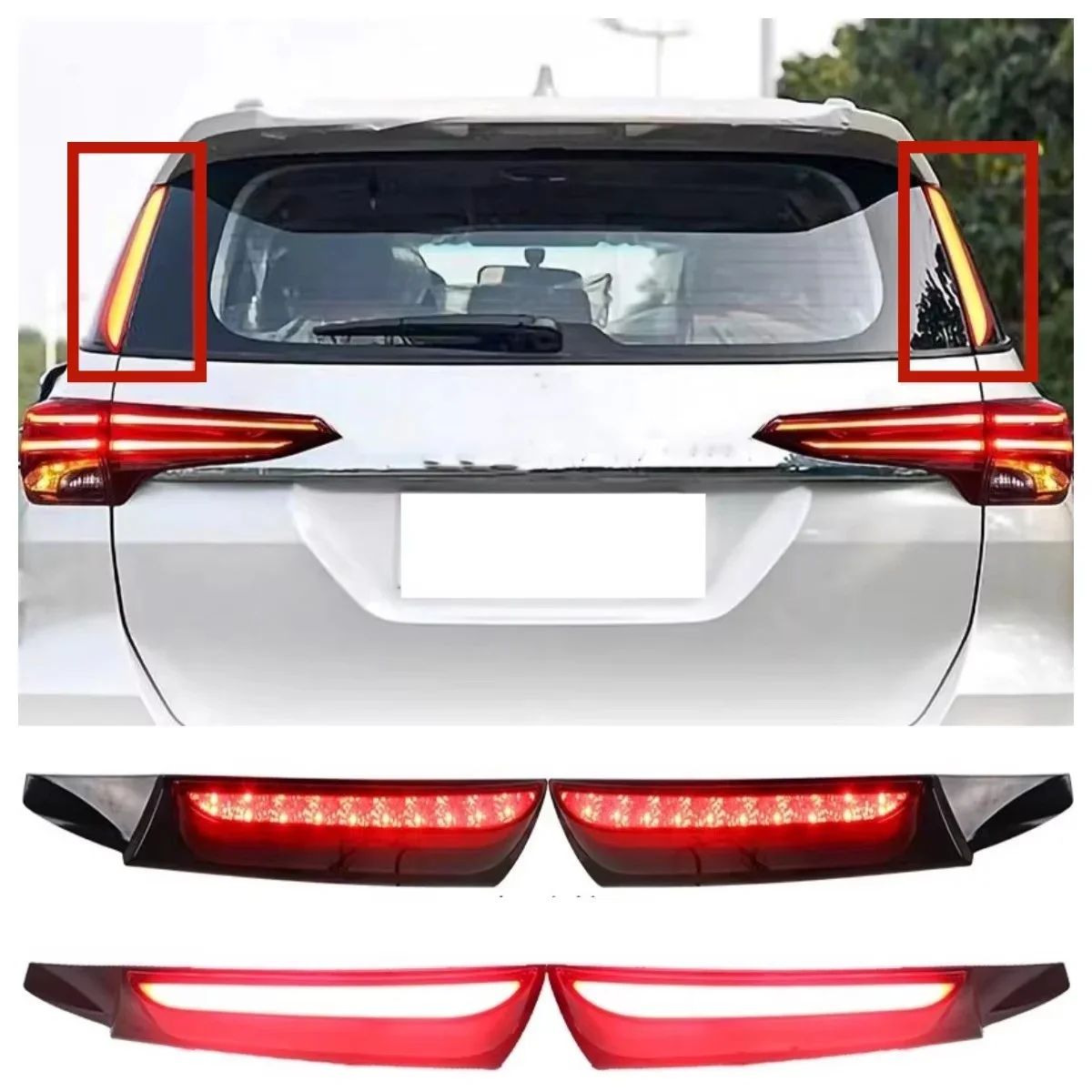 For Toyota Fortuner 15-19 modified Car LED Rear Trunk Pillar Light Column Brake LED Lamp Driving Light