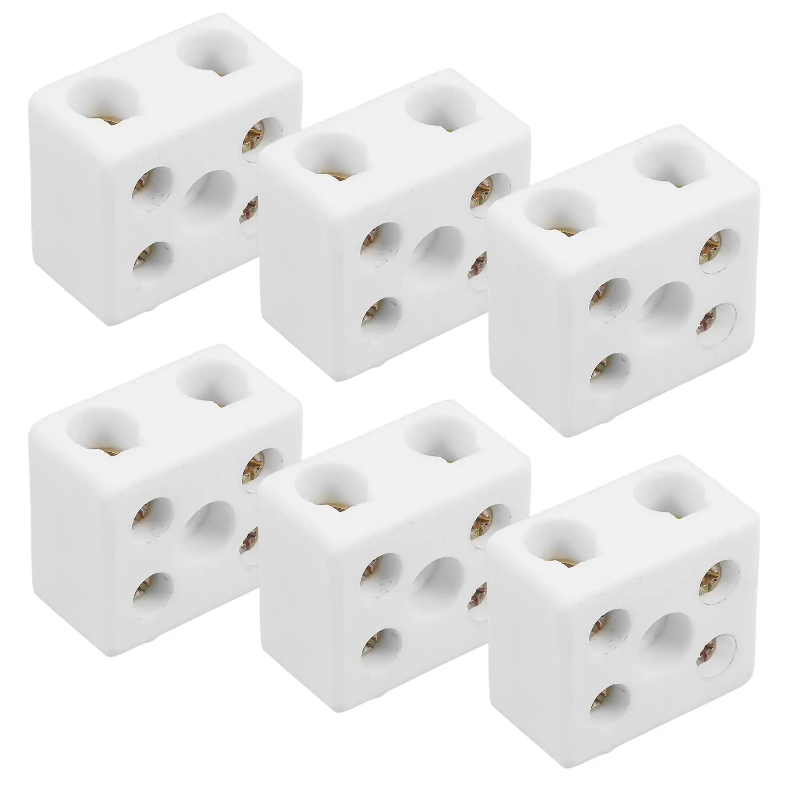

6pcs Terminal Block Porcelain Wire Connectors Ceramic Electrical Insulator DualRow TwoPosition Hightemperature StableConnection