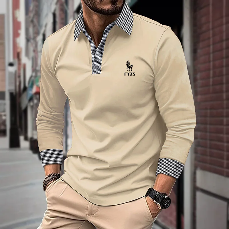 Camicia a maniche lunghe da uomo primaverile e autunnale, comoda maglietta da lavoro, top alla moda casual da strada da uomo