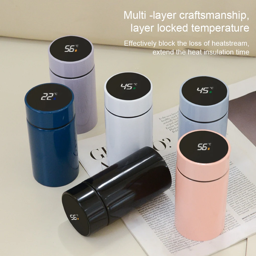 Water Bottle 200ML Temperature Display Thermos Bottles Vacuum Flask Office Sweet Gift Smart Multicolored Purple