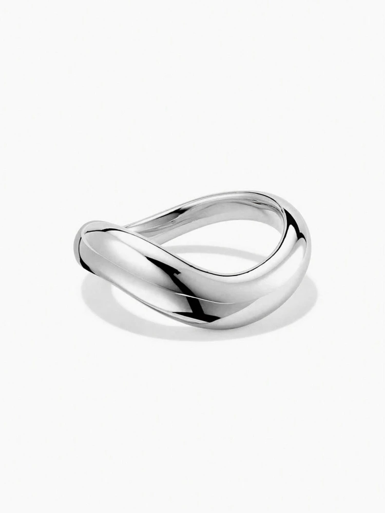 925 Sterling Silver Minimalism Simple Smooth Wave Ring For Women Engagement Anniversary Party High Quality Fine Jewelry Gifts