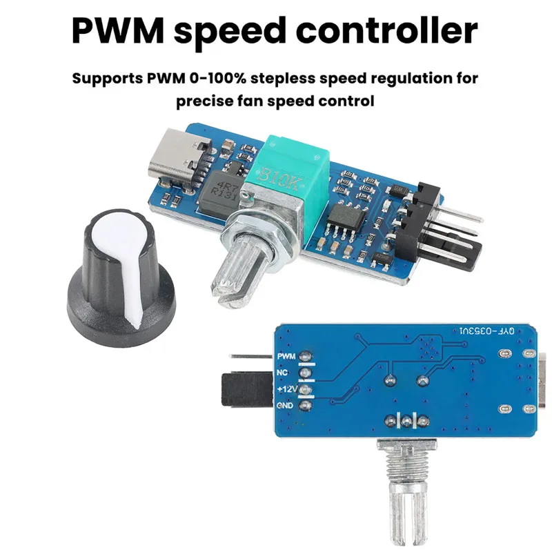 PWM 4-Wire Fan Speed Regulator Module Small 4P B3 DIY Controller for Water-Cooled System with Type-C USB Power