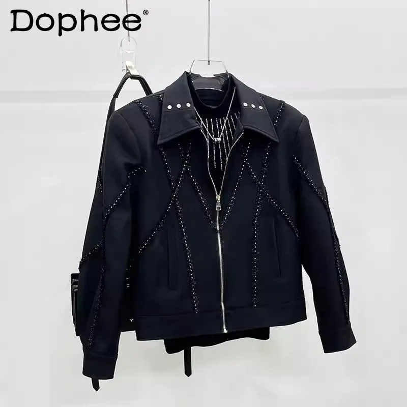 

2025 New American Style Trendy Heavy Craft Personality Turn-Down Collar Jacket Coat Youth Handsome Long Sleeve Jacket for Men