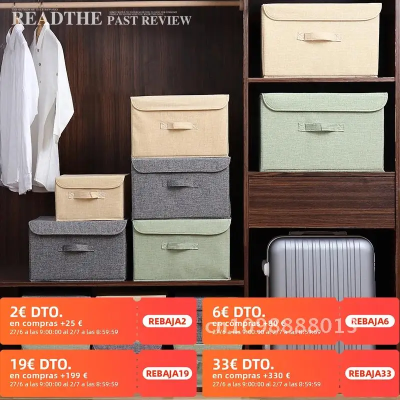 

New Washable cotton linen Storage Box With lid organizer Snacks Sundries basket storage Clothes Cosmetics Toy Socks