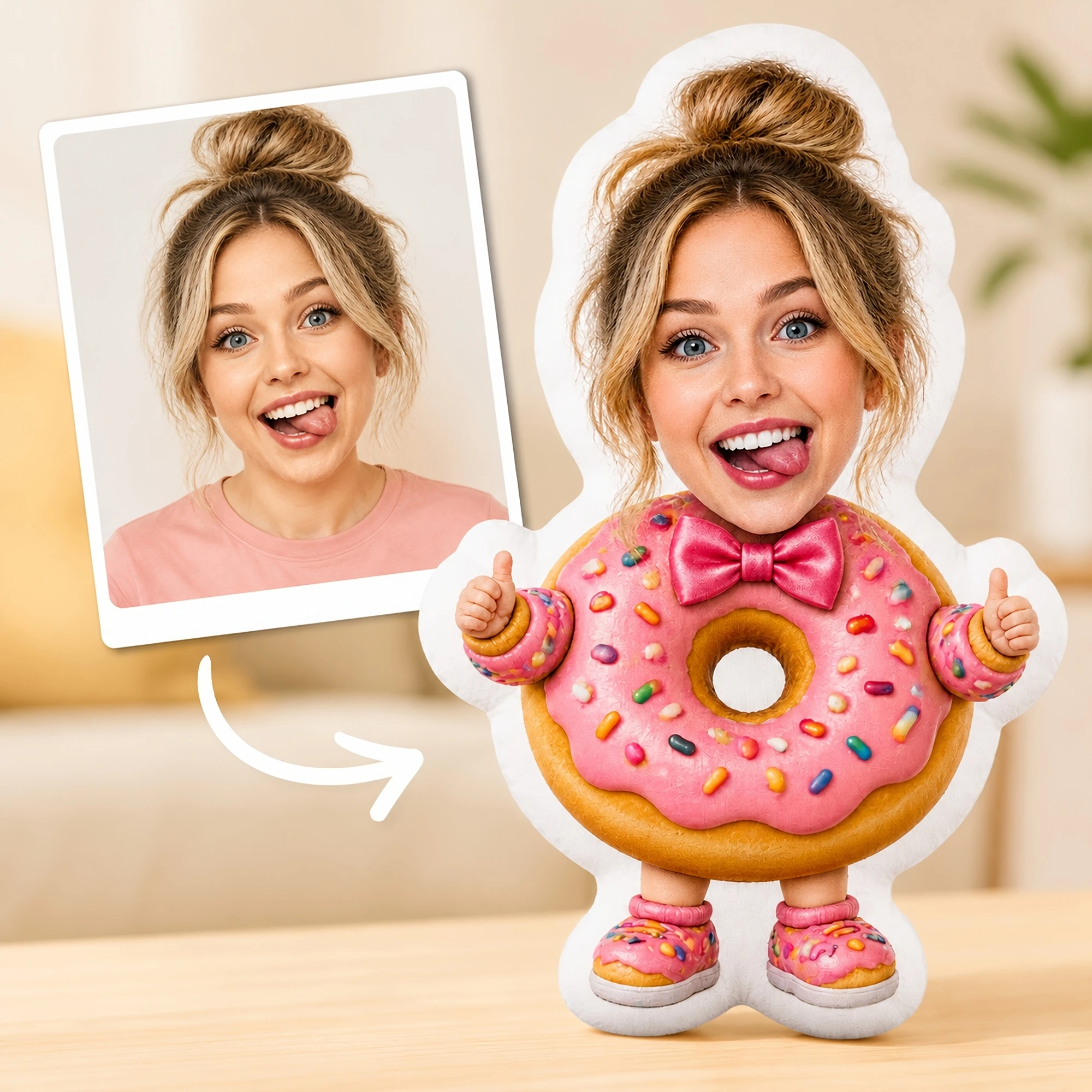 1pc Custom Double Sided Printed Novelty Donut Shaped Cushion Pillow, Fun Decorative Throw Pillow for Bedroom, Sofa, Chair, Trave