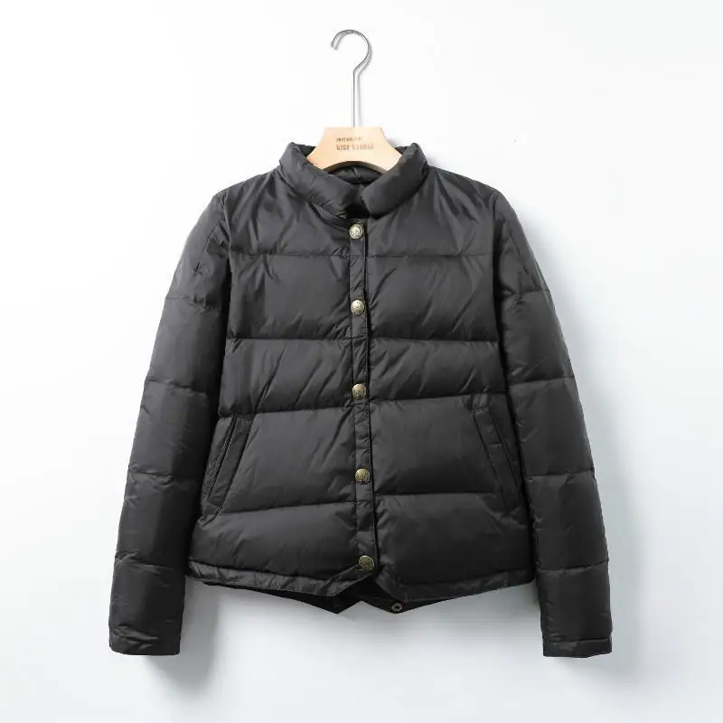 Retro Copper Button Stand Collar down Shirt Lightweight Comfortable Duck down Jacket Artistic Style Autumn Winter New Arrival