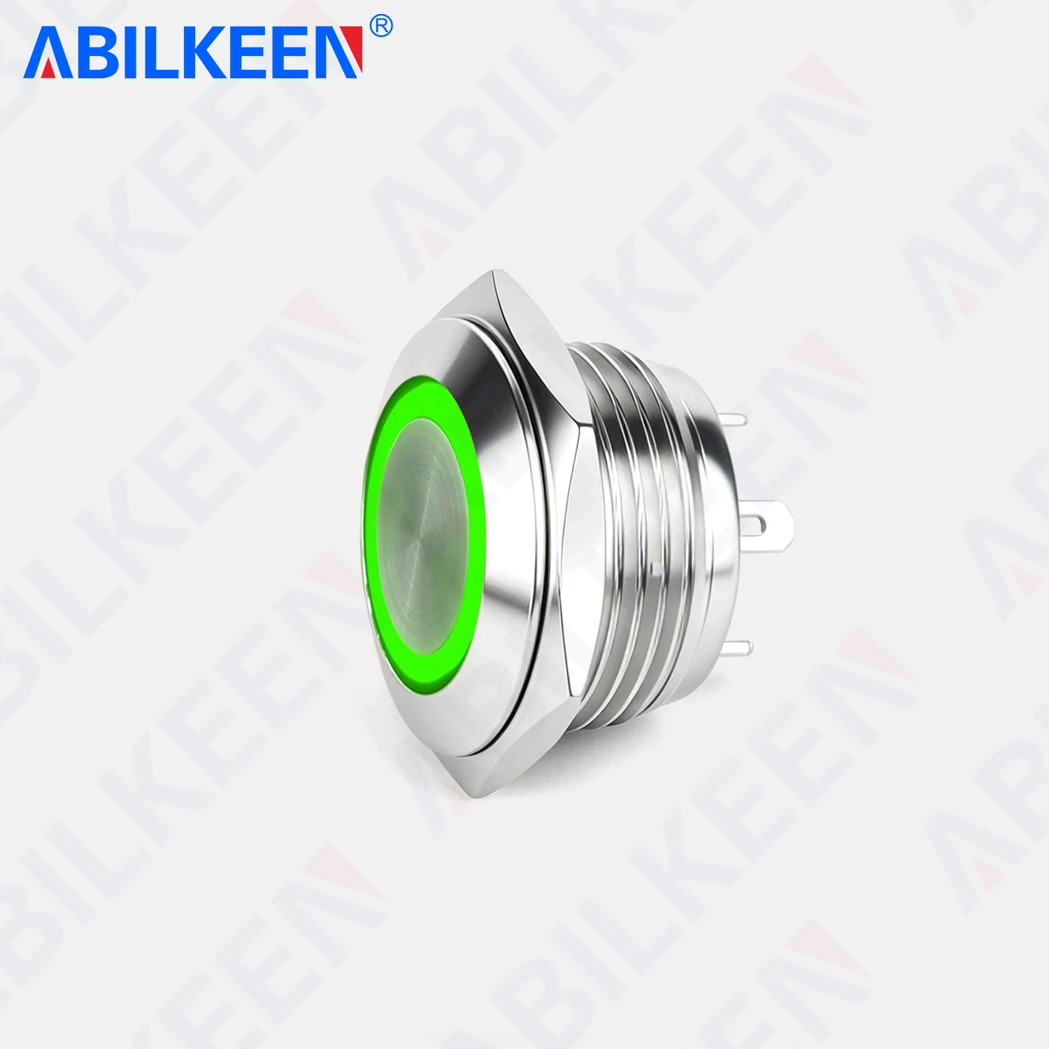 ABILKEEN 16MM 1NO Momentary Push Button Switch Ultra-Thin Push Button with Colorful LED Ring Light DC3-6V 12-24V 4Pin Terminal