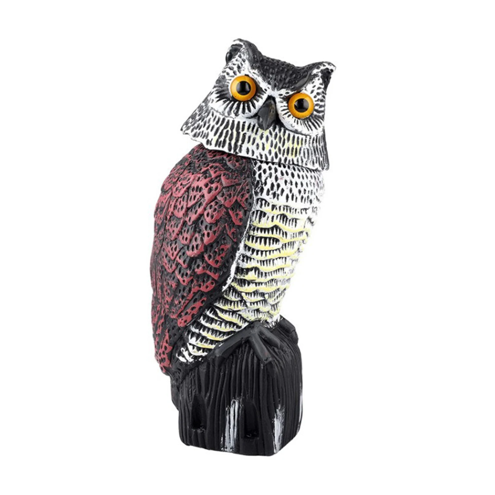 Realistic Owl Decoy For Scaring Birds And Squirrels And Small Mammals. With 360 Degree Rotating Head