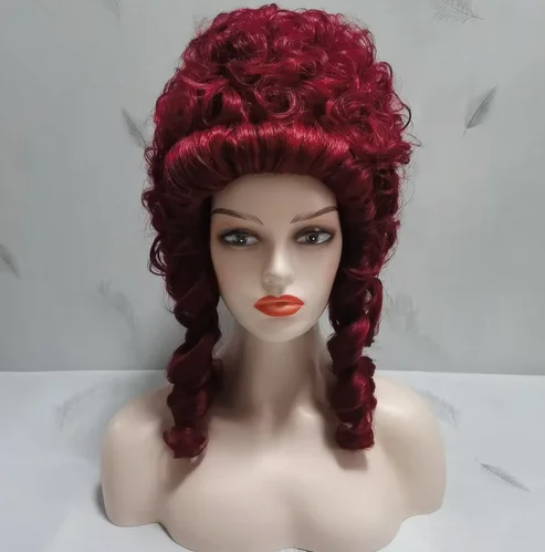 Cosplay wig Halloween wig Costume model wig Deep red