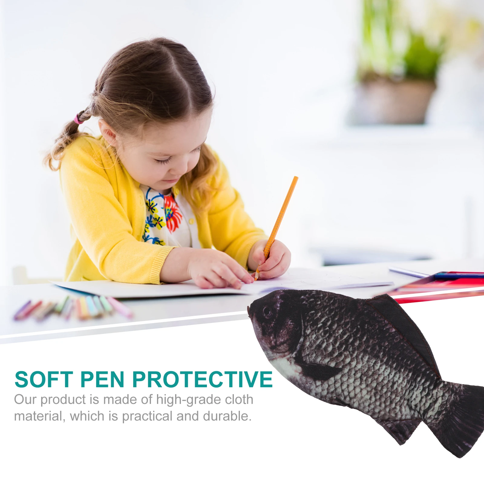 

Fish Shape Pencil Case Lightweight Multi Function Bag Stationery Storage Kids Students Fabric School Supplies Creative Gift