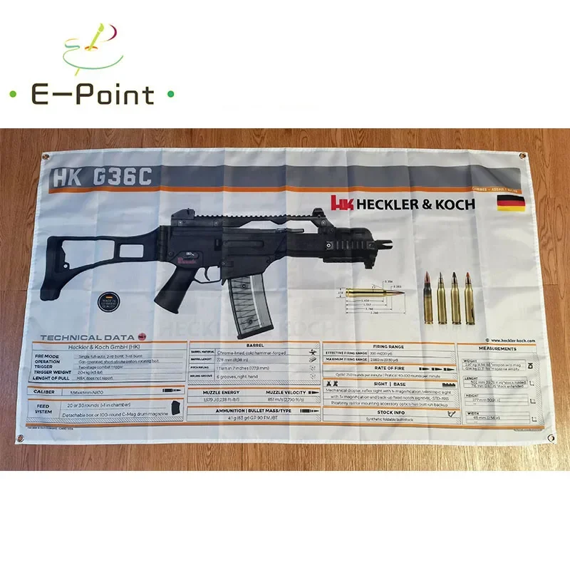 

Heckler & Koch Gun HK G36C Flag 3ft*5ft (90*150cm) Size Christmas Decorations for Home Flag Banner Indoor Outdoor Decor M108