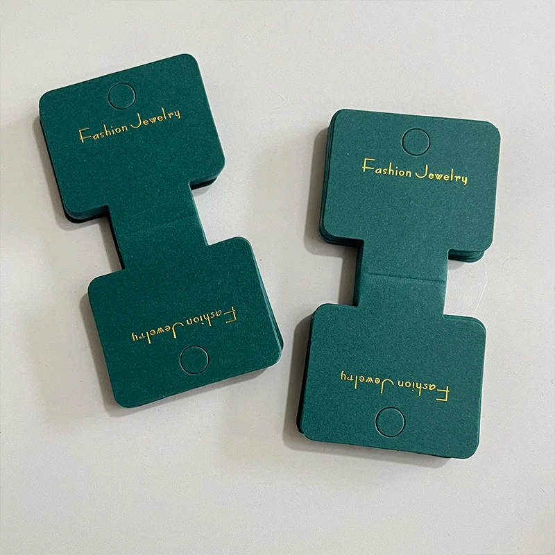 50 pz 10*5 cm Verde Pieghevole Carta Kraft Carte Da Imballaggio Gioielli FAI DA TE Espositori Titolari Collana Fatta A Mano Braccialetto Cartellini Dei Prezzi Al Dettaglio