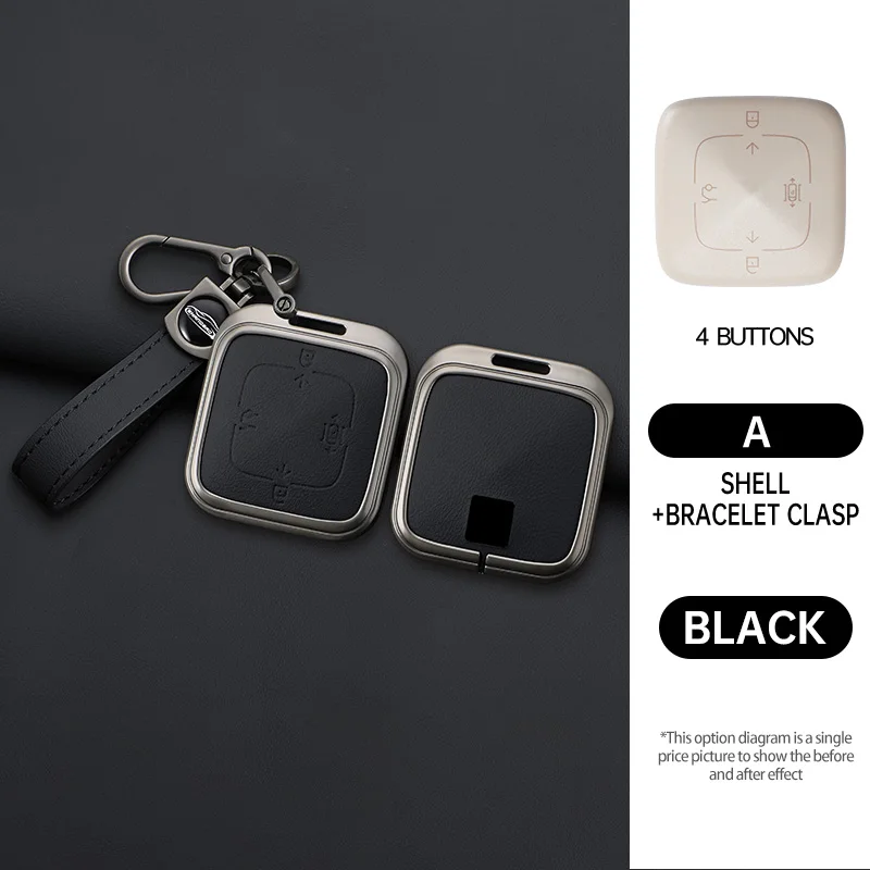 Auto-accessoires Zinklegering Lederen Sleutelhulsel Cover Houder Ketting Voor ZEEKR Zeekr 7X 2024 2025 Smart Afstandsbediening Sleutel Beschermhoes