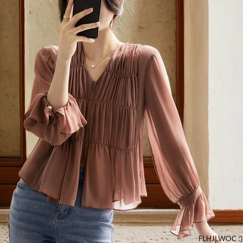 New Cute Chic Doll Design Fold Tops Hot Women Summer 2024 Chic Korea Japan Style Retro Vintage Solid Blue Short Shirt Blouses