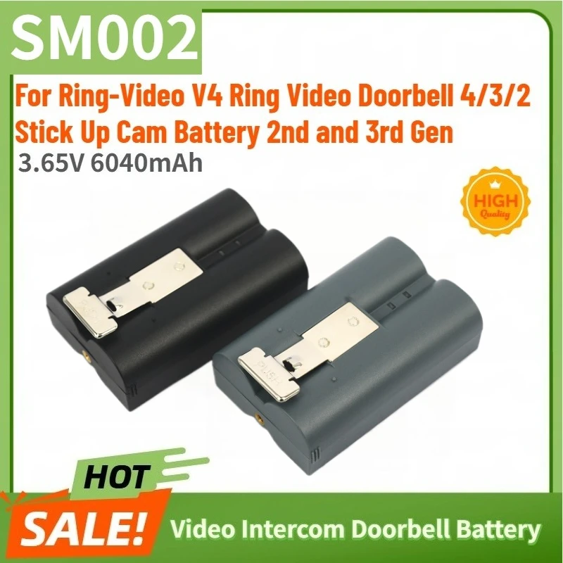 SM002 Video Intercom Doorbell Battery 3.65V 6040mAh for Ring-Video V4 Ring Video Doorbell 4/3/2 Brand New Replacement Battery