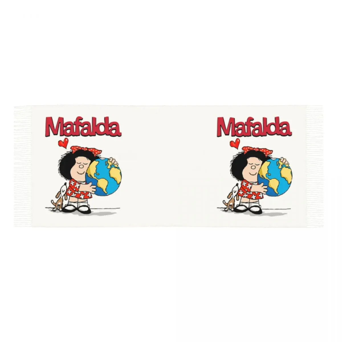 Custom Mafalda World And Her Puppy Tassel Scarf Women Soft Quino Comic Cartoon Shawls Wraps Ladies Winter Fall Scarves