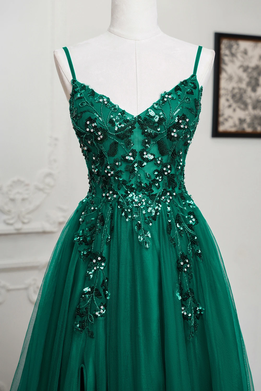 BABYONLINE In Stock Tulle Prom Dresses with Embroidered Beaded & Sweetheart - Sparkling Dark Green Long Gown for Teens & Galas