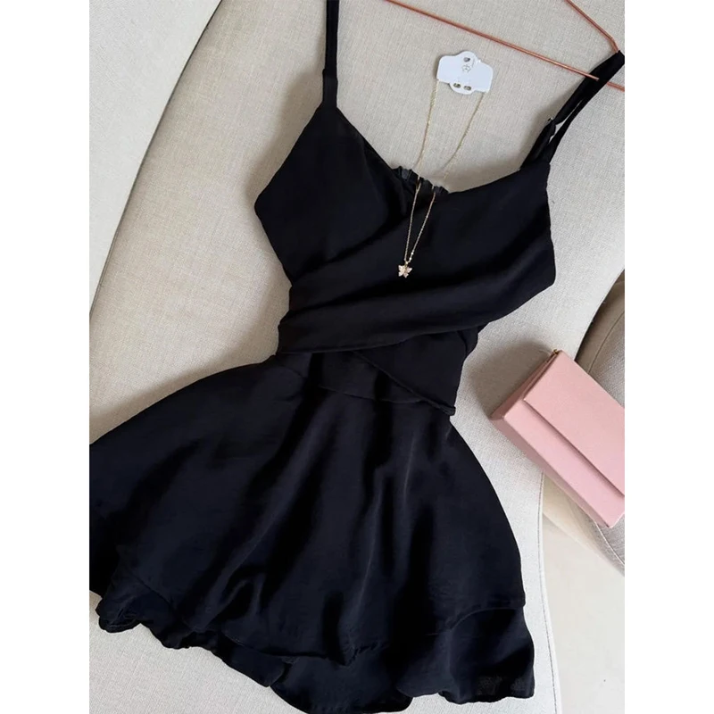 Amerikanischen Retro Grün Camis Kleid Y2K Mode Hot Girl Tiefem V Mini Kleid Sommer Neue Chic Strand Resort Ärmellose Vestidos