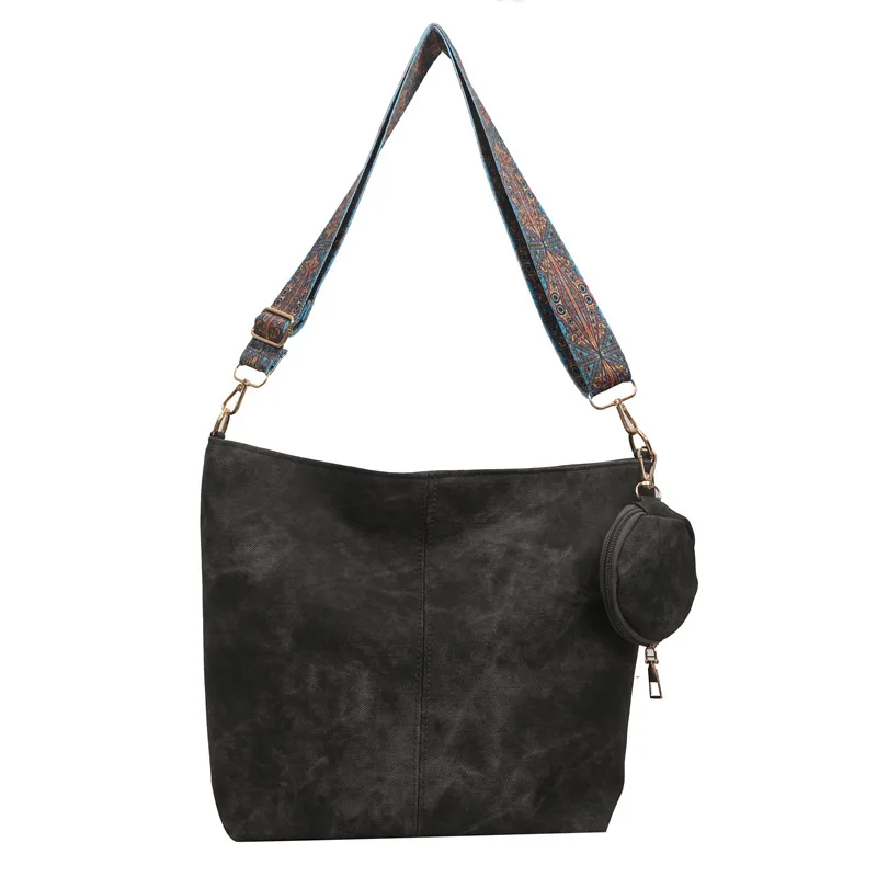 

Стильная и ретро-сумка через плечо большой вместимости с широким ремнем через плечо, новая универсальная сумка-тоут