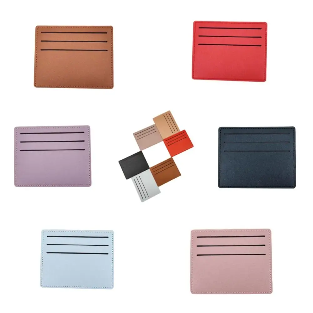 Effen Kleur Pu Lederen Kaarthouder Multi-Positie Eenvoudige Id Creditcard Case Buse Card Case Koreaanse Stijl Korte Kaart Tas Buiten