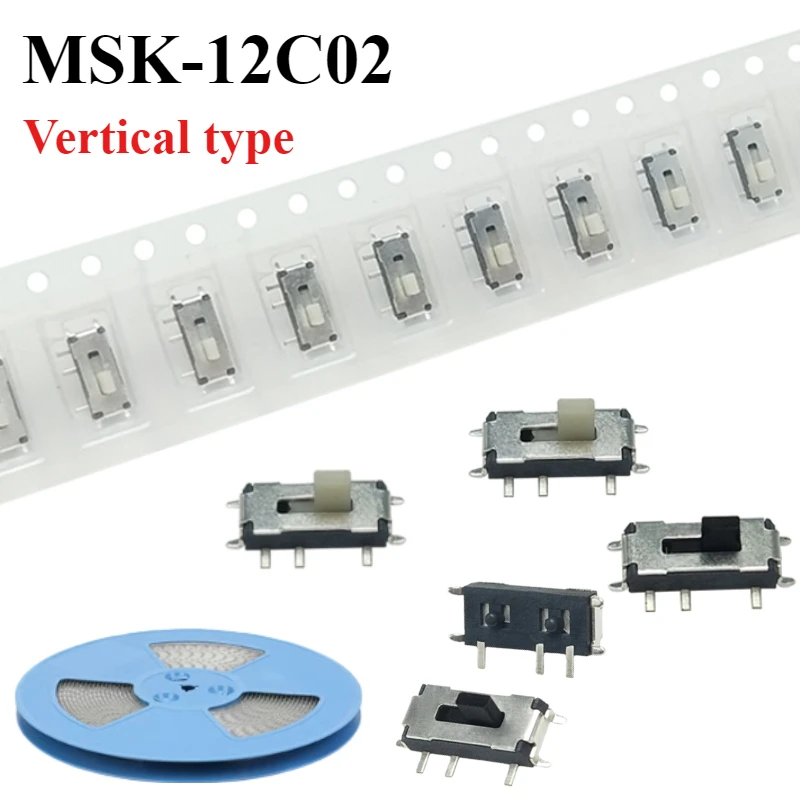

10/30/50/100Pcs/lot Mini 7Pin On/Off 1P2T SPDT MSK-12C02 SMD Toggle Slide Switch For MP3 MP4