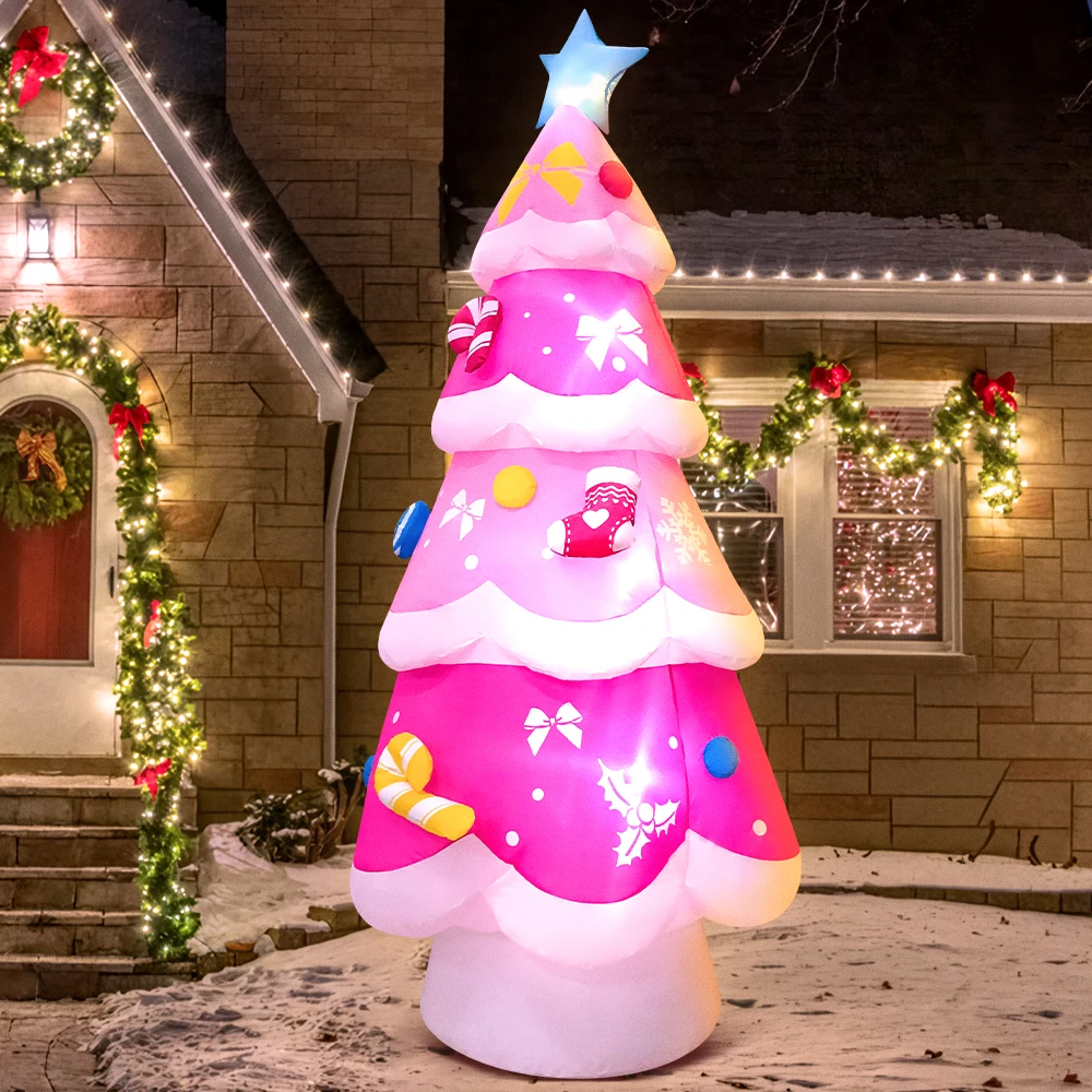 Buon albero di natale arco babbo natale slitta decorazione gonfiabile casa all\'aperto con luce a LED capodanno giardino decorazioni per feste regali