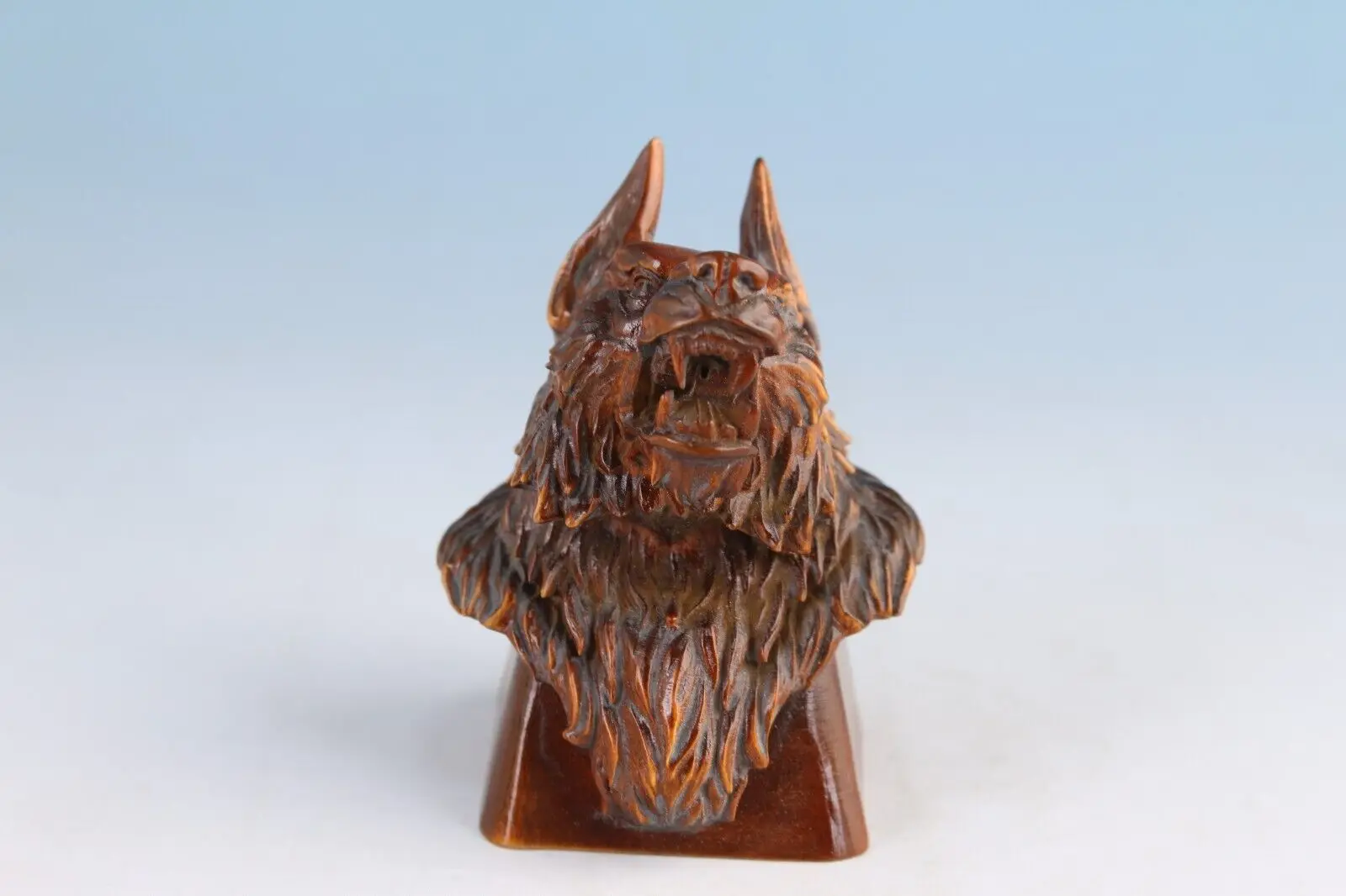 Boxwood hand carved wolf Figure statue netsuke collectable gift