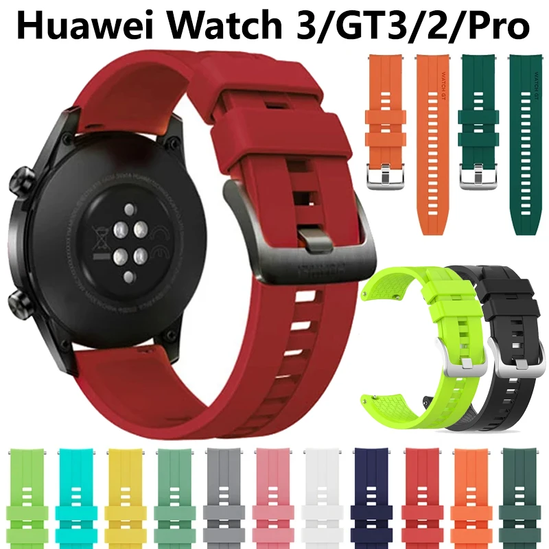 22mm Watch Gt 2 Strap For Huawei Watch gt 2/2e/3 pro 46MM Strap Silicone Wrist Bracelet correa Samsung Galaxy watch 3/45mm/46mm