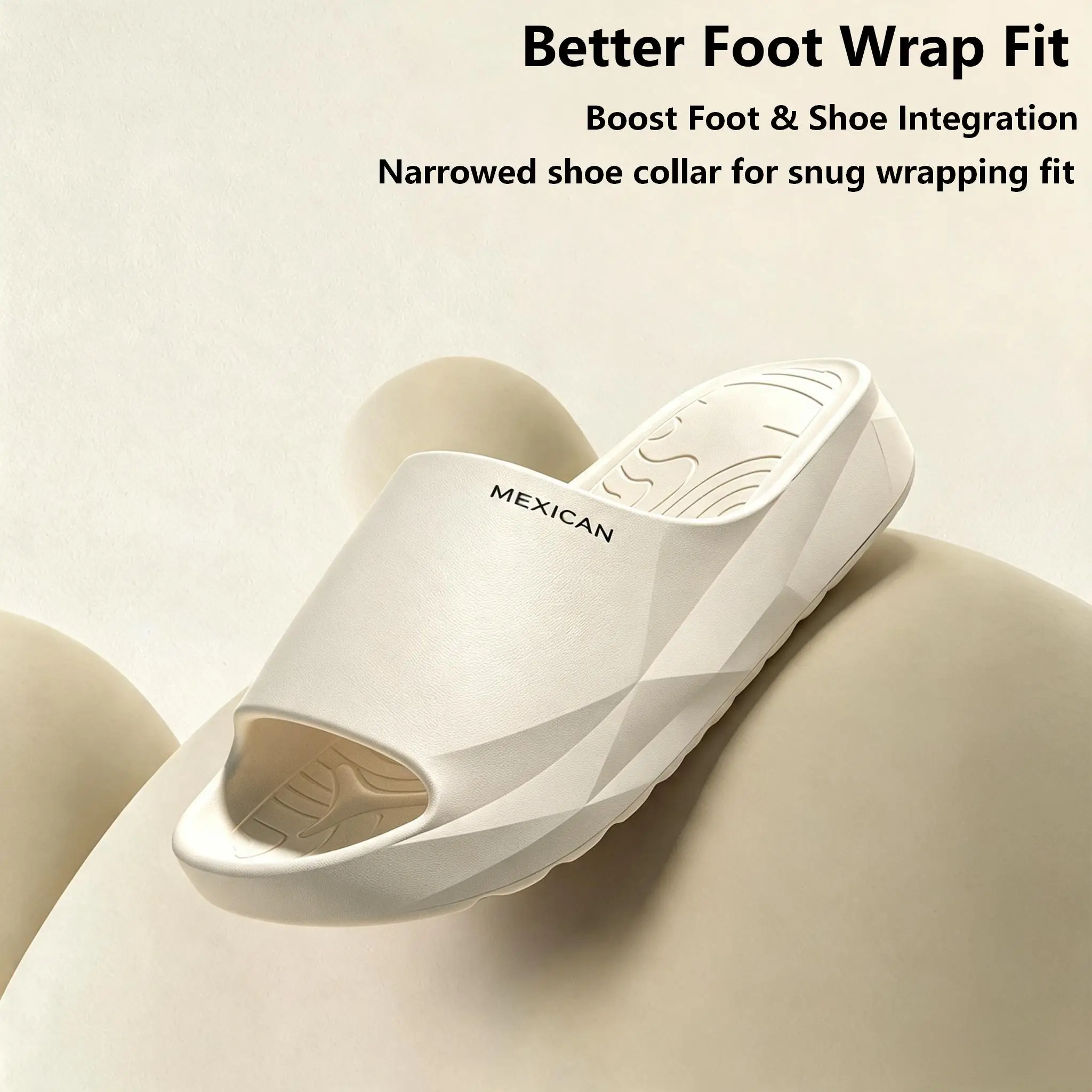 Herren EVA-Slipper in Uni-Farben, geometrische, dicke Plateausohle, weiches Cloud-Feeling, rutschfest, offene Zehenpartie, lässige Slides für drinnen und draußen – Detail 4