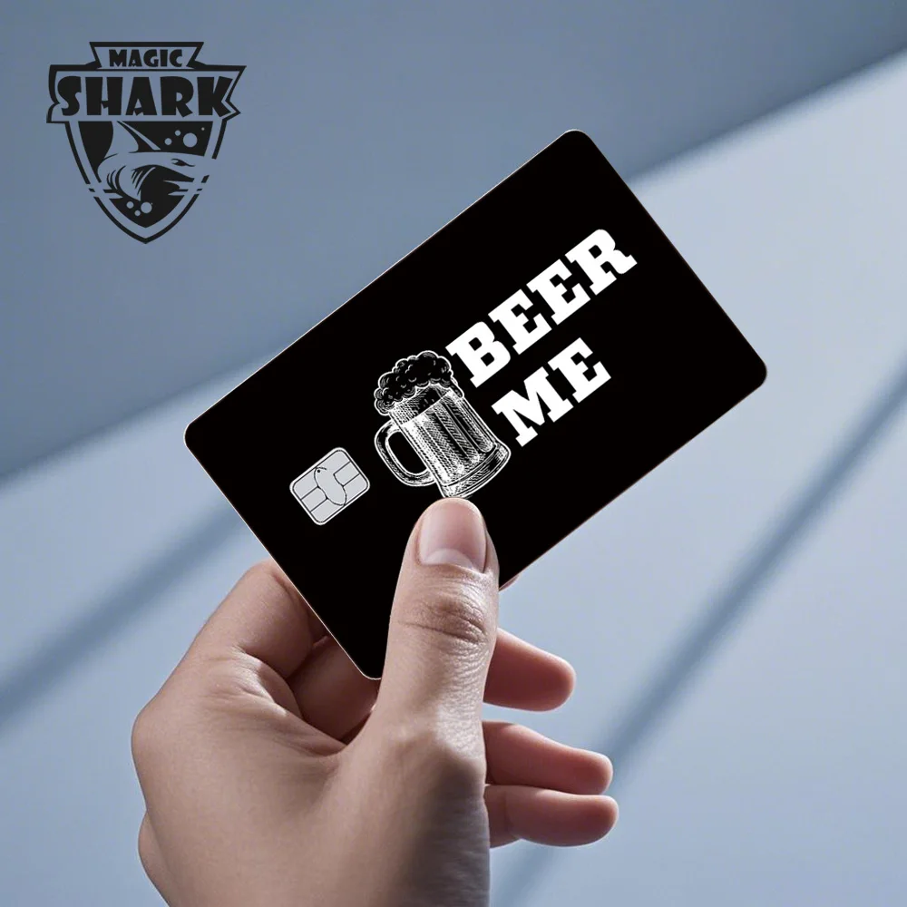 Magischer Hai Lustiger Fußball Geld Meme Totenkopf Einkaufs-3M Wasserdichter Aufkleber-Film für Debit Metro Kreditkarten Vorderseite – Detail 5