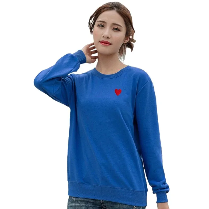 Autumn Sweater Cotton Fleece Thick Heart Eye Embroidery Pullover O-neck Long Sleeve Unisex Men Women Sweater