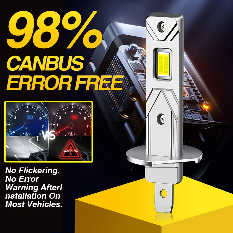 1/2Pcs Canbus Error Free H1 LED Bulbs Super Bright High Beam H1 Car LED Head Fog Lights Fanless 6500K White DC 12V 1:1 Mini Size