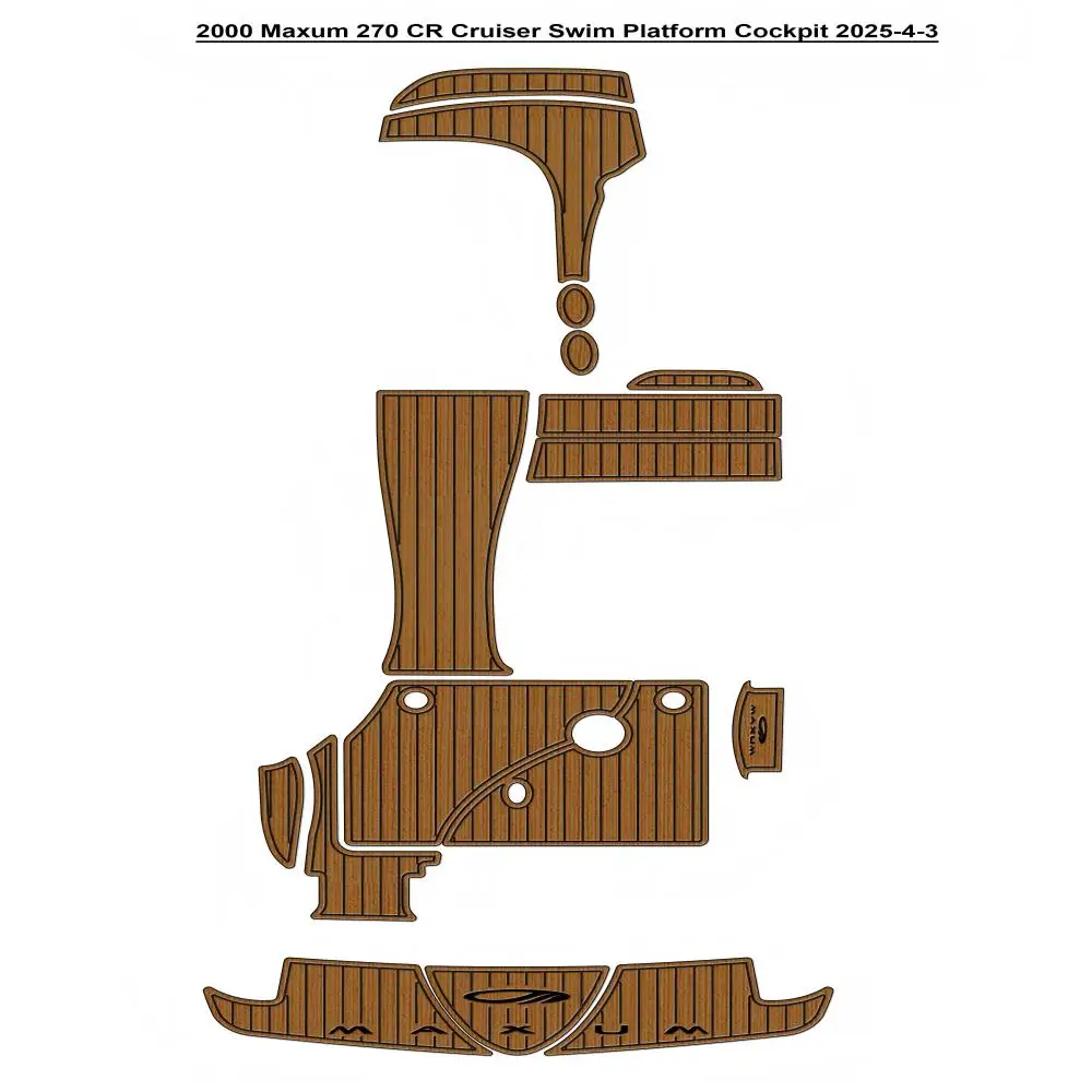

2000 Maxum 270 CR Swim Platform Cockpit Pad Boat EVA Foam Faux Teak Deck Floor Mat SeaDek Gatorstep Style Self Adhesive fd528dcv