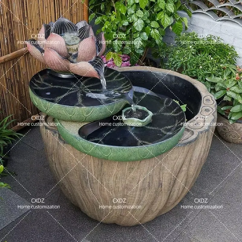 Indoor Water Feature Fish Pond Ornament Flowing Water Garden Landscaping Courtyard Circulating System Balcony Terrace Decor