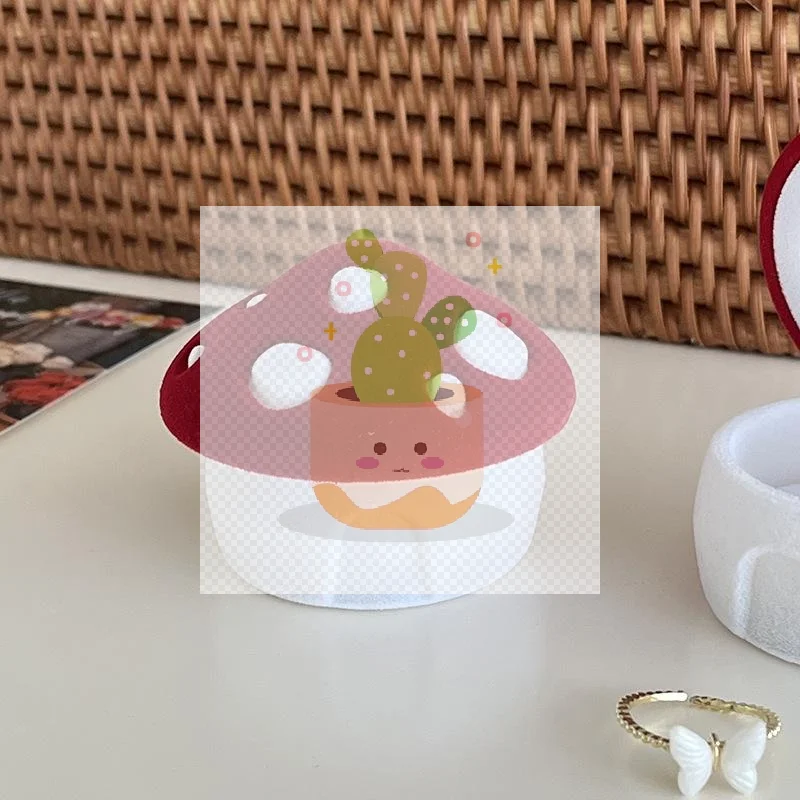 創造的なフロッキング加工のキノコ型リングボックス、ベルベット製ジュエリーディスプレイボックス、収納ケース、ジュエリーパッケージ、ディスプレイジュエリーアクセサリー