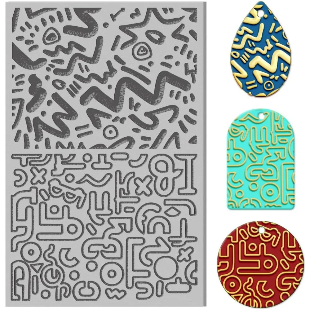 

Листы с текстурой полимерной глины, листы штампов с текстурой граффити для полимерной глины, коврик с текстурой для изготовления серег, ювелирных изделий, полимерная глина