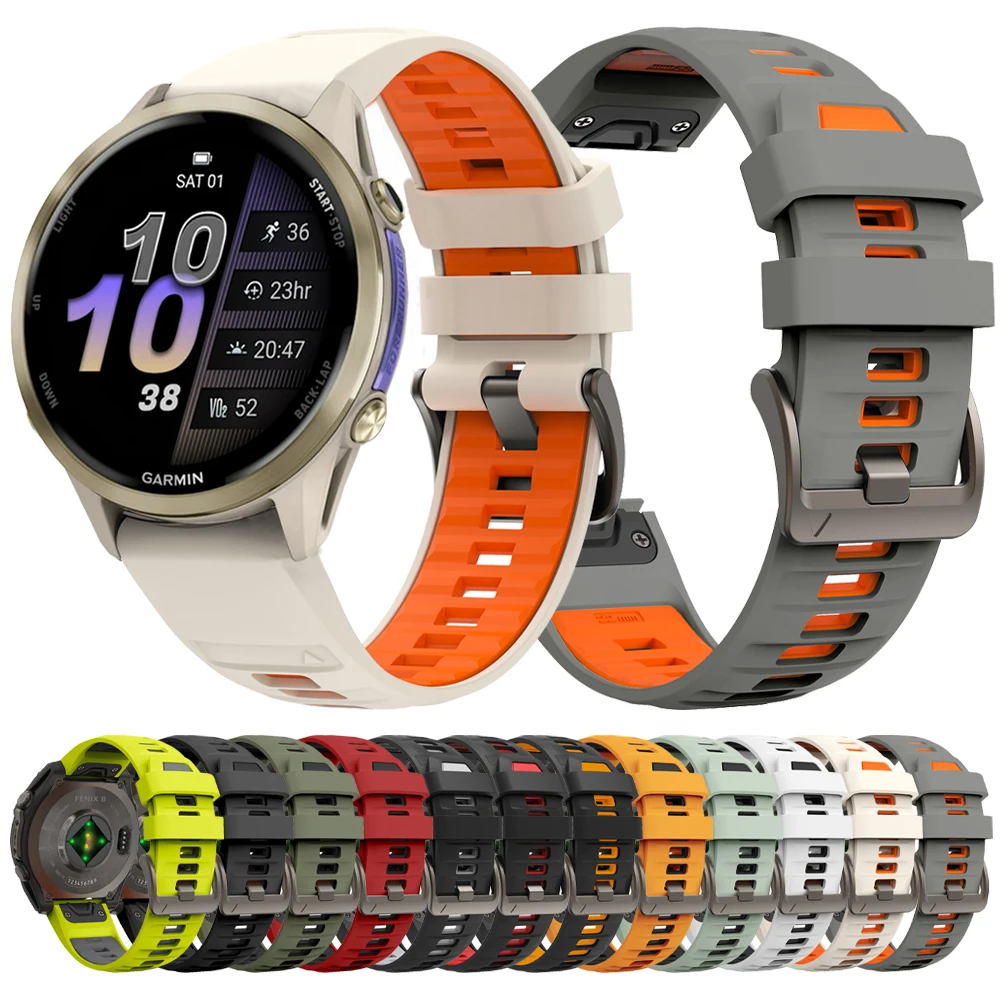 26 22 mm Quickfit-Armband für Garmin Forerunner 970 965 955 Solararmband Fenix 8 7X E 6 6X/Descent/Tactix/Quatix Silikon Correa