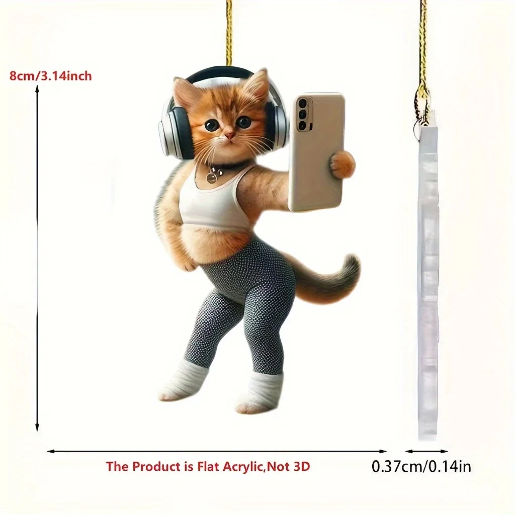 2D Cute Cat Pendant Dressed Cartoon Kitten Keychain Acrylic Hanging Ornament Decor for Car Backpack Home Festive Gift For Women