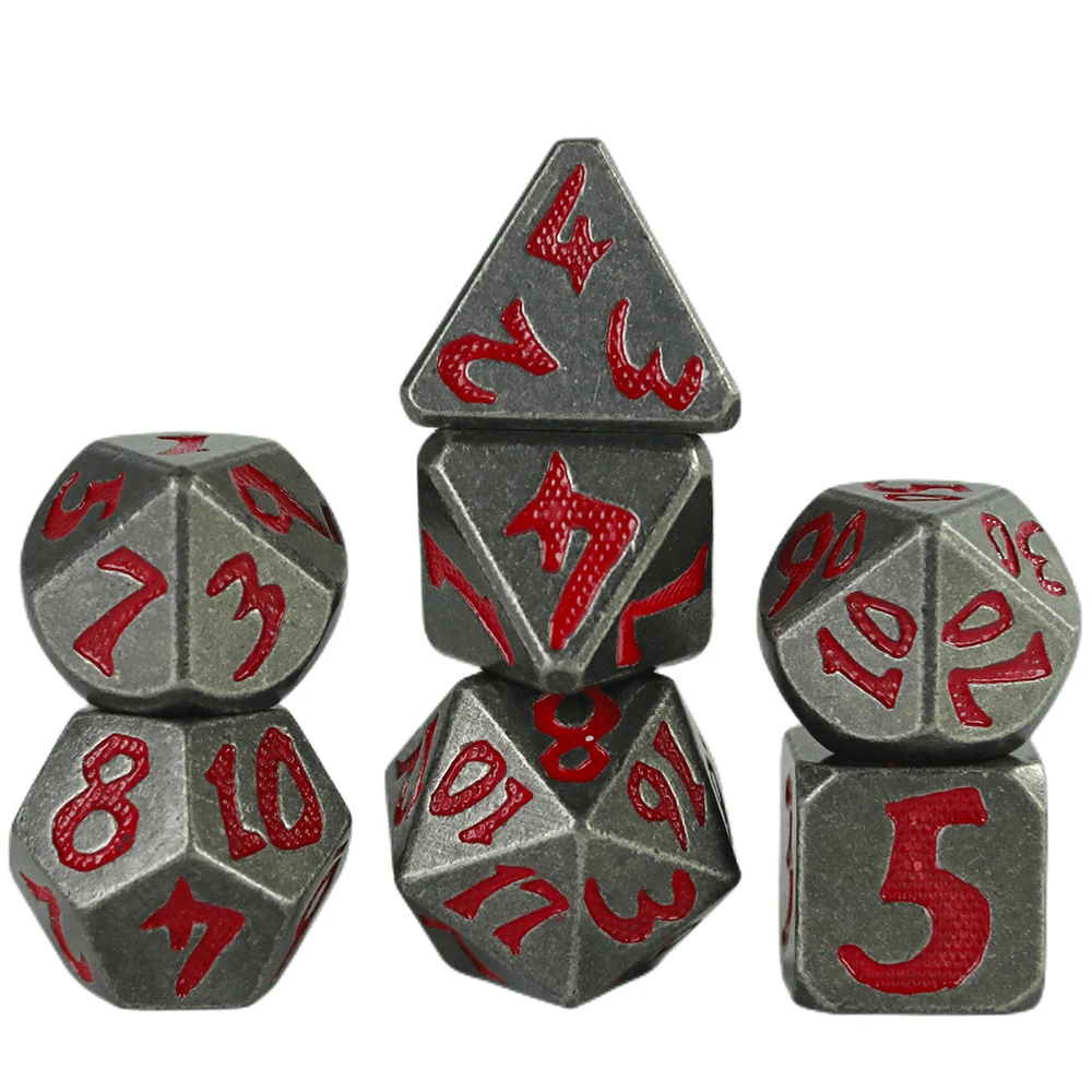 Glowing Polyhedral Metal Dice Set 7pcs D4-D20 for D&D RPG Table Board Role Playing Game Entertainment Supplies Accessories