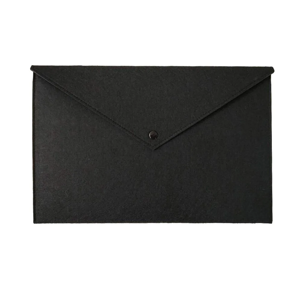 

Premium Felt Folder Secure Button Document Storage Organizer Office Black A4 Size Tear Resistant Document Bag Office