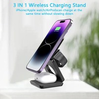 3 in 1 Magnetic Wireless Charger Stand For Macsafe iPhone16 15 14 13 12 Apple Watch 8 7 6 Airpods Pro Fast Charging Dock Station