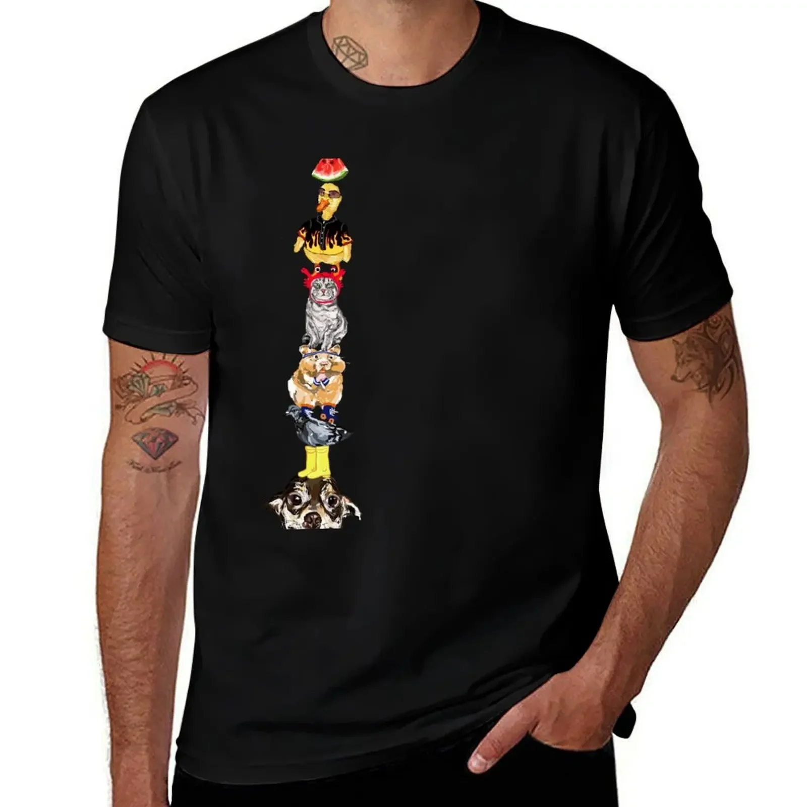 

leaning tower of summer buddies T-Shirt man clothes oversized graphic tee heavyweight t shirts for men
