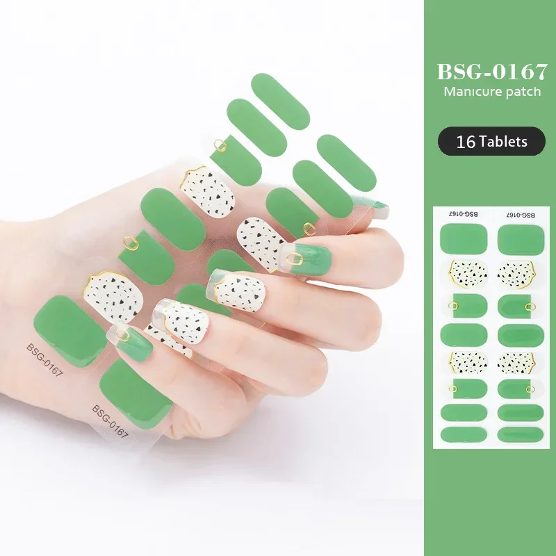 16/20/22/24 Strips Semi-cured Gel Nail Stickers Cross Color Semi-baked Nail Patches Full Cover Decals Nail Art UV Lamp Need