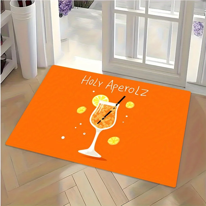 Funny Aperol Spritz Cocktail Door Mat - Orange Drink Lover Floor Rug, Bar Kitchen Entry Mat, Non-Slip, Multiple Sizes