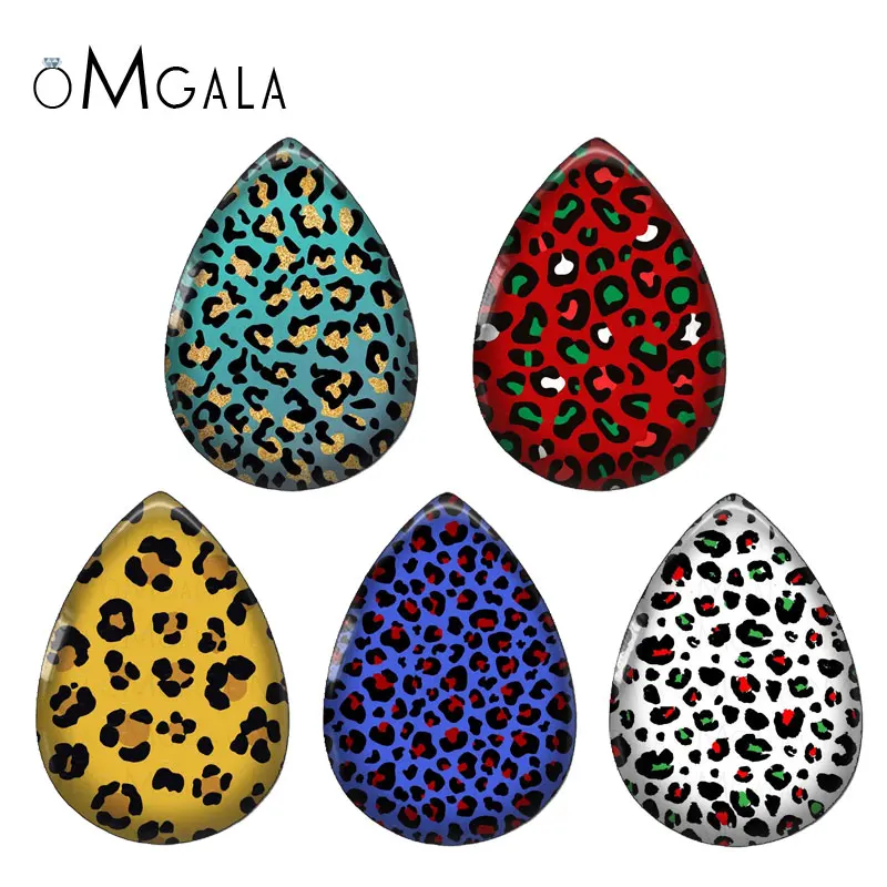 

Colorful Leopard Print Art Patterns 13x18/18x25mm Photo Glass Cabochon Flat Back For DIY Jewelry Making Findings