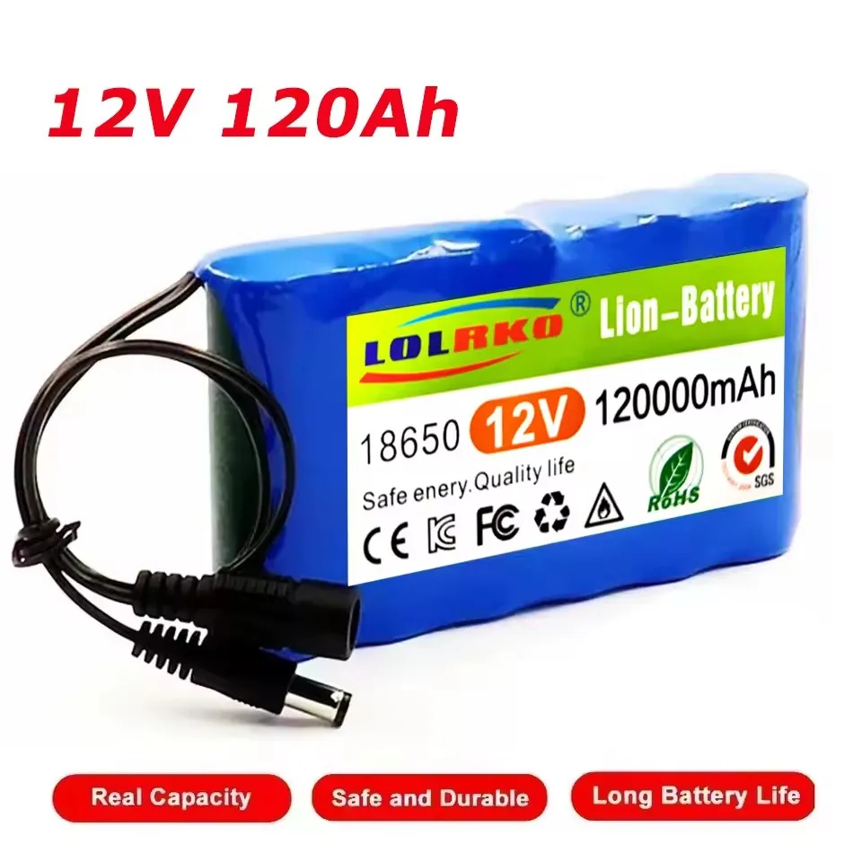 12V 120000mAh 3S2P battery pack 18650 lithium-ion battery with BMS protection board+12.6V charger