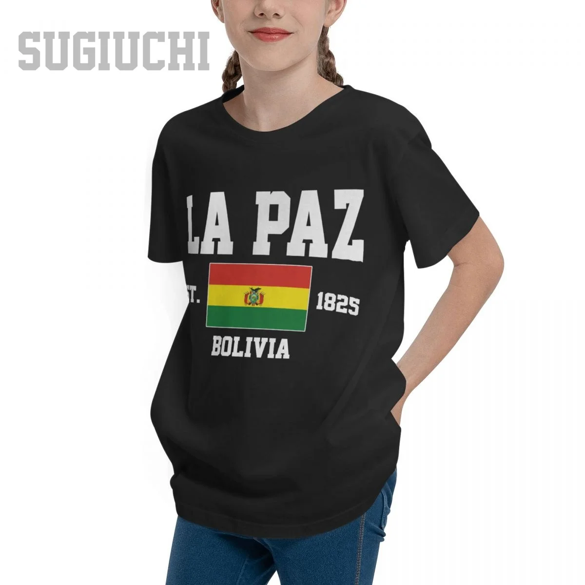 Unisex Youth Boy/Girl Bolivia EST.1825 La Paz Capital T-shirt Kids tshirt tee 100% Cotton T Shirt o-neck short sleeve Children