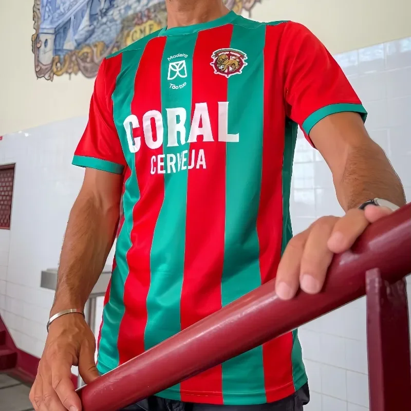 2026-27Marítimo Os Verde-Rubros Family Soccer Jersey Parent-child Football Shirt Red Green Striped Sports Training Match Fan Tee