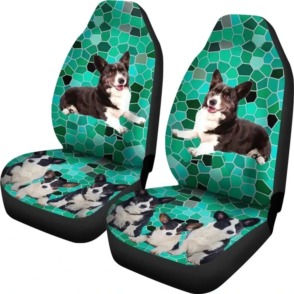 Cute Cardigan Welsh Corgi Dog Pattern Printed Car Seat Covers