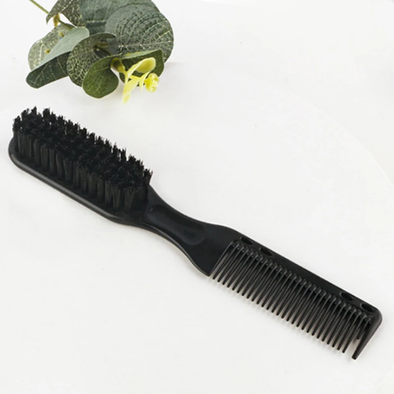 Double-sided Comb Brush Black Small Beard Styling Brush Professional Shave Beard Brush Barber Vintage Carving Cleaning Brush